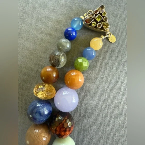 NWT Multicolor Gemstone Statement Necklace and Earring Set Sterling Silver Gift - Picture 8 of 9